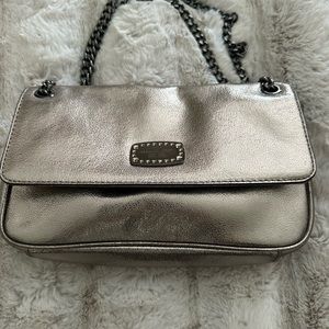 NEW Michael Kors genuine leather silver color logo purse